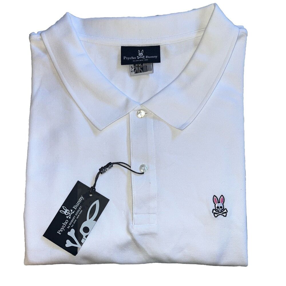 Psycho Bunny Men's White Polo Shirt - Embroidered Logo